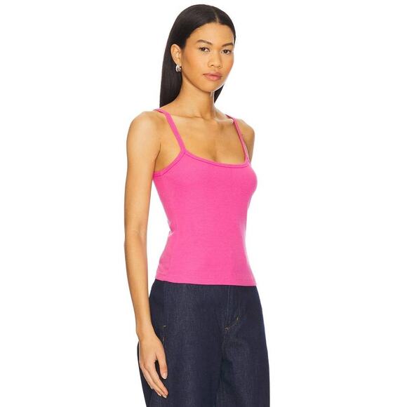 Cotton Citizen Verona Spaghetti Tank Top in Cerise M - Picture 2 of 3